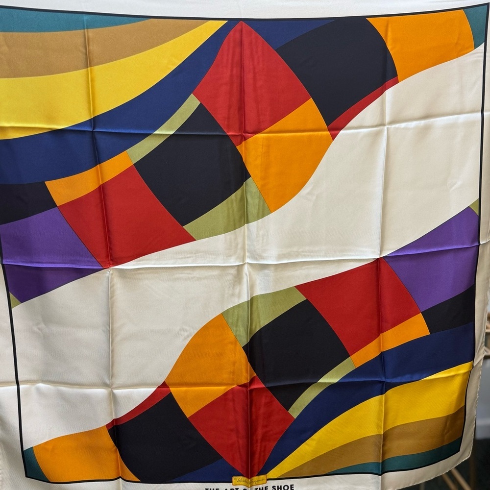 FERRAGAMO COLOR-BLOCK SILK SCARF